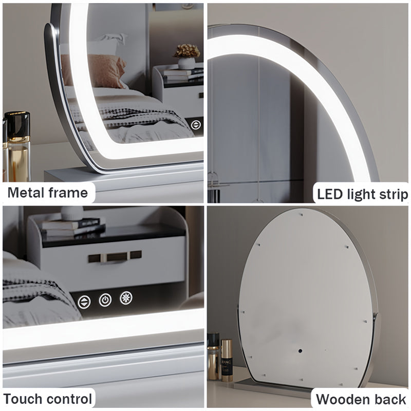 Ovale LED make-upspiegel - 3 lichtstanden met touchdimmer