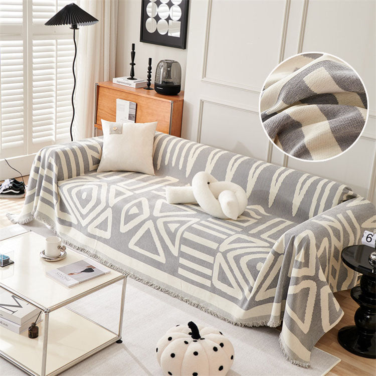 Boho chenille bankhoes - Geometrische meubelbeschermer