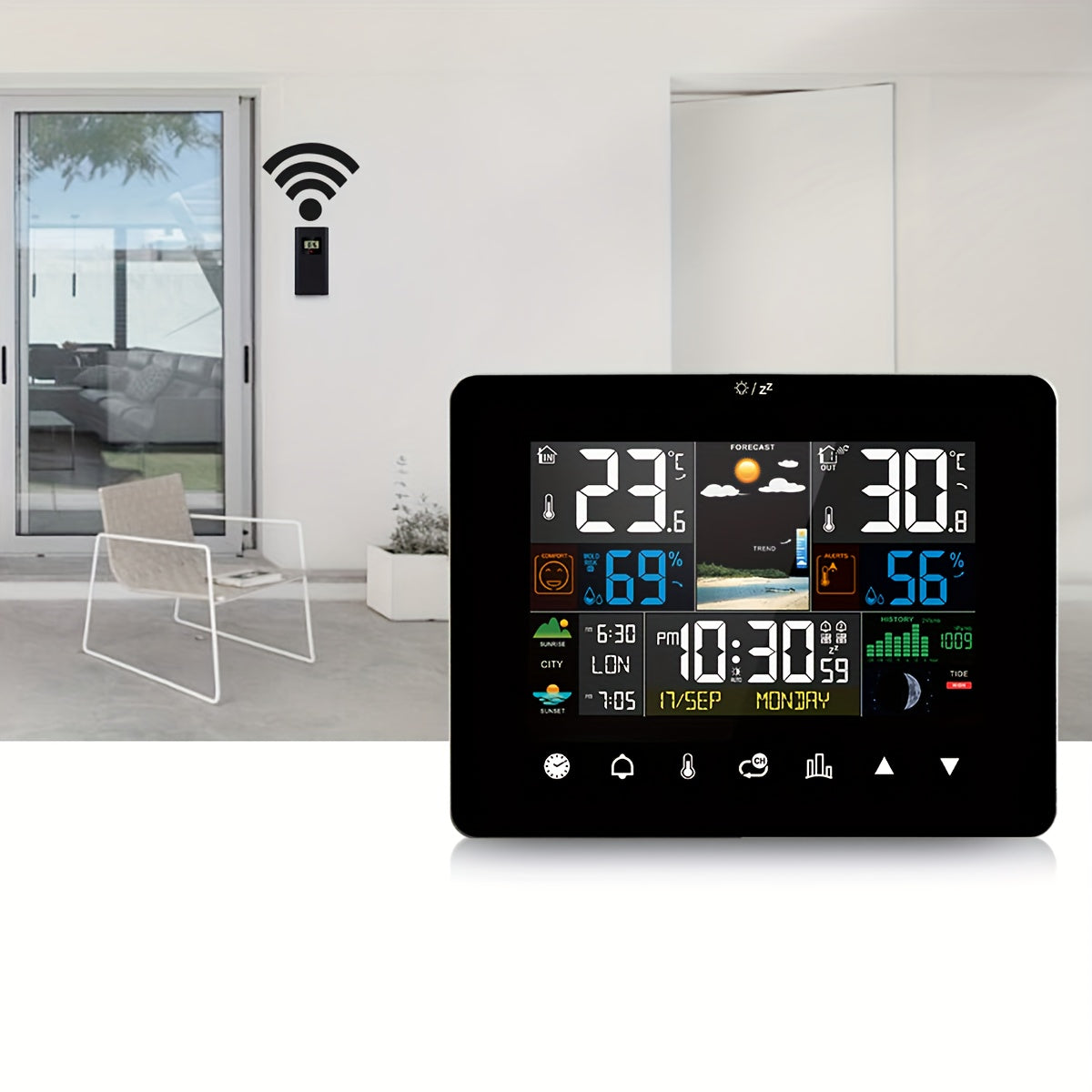 Draadloos weerstation met kleurentouchscreen en buitensensor