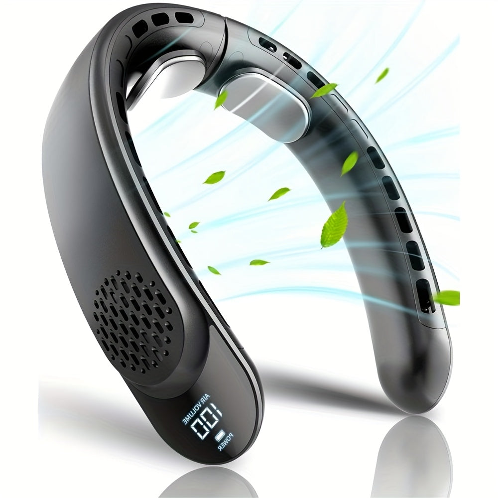 Oplaadbare nekventilator met LED-display en drie snelheden