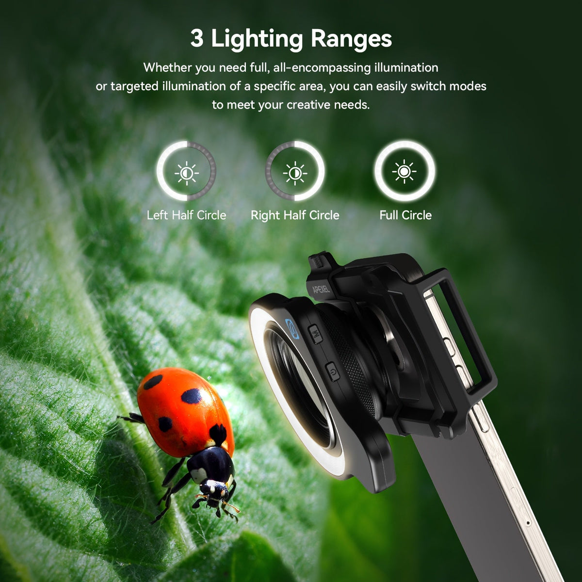 Smartphone-macrolensset met 10–20× vergroting en LED-licht