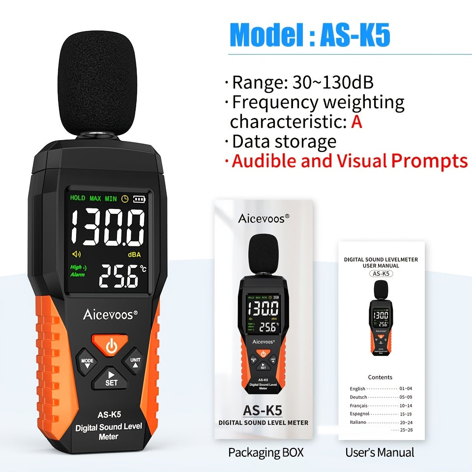 Draagbare digitale geluidsmeter – 30 tot 130 dB