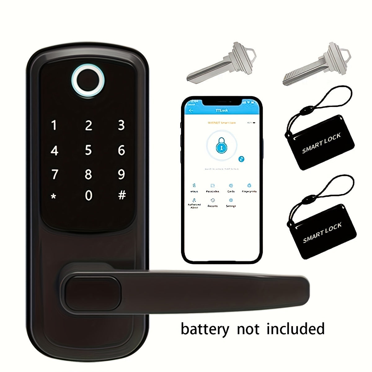 Slim vingerafdrukdeurslot met NFC en deurklink