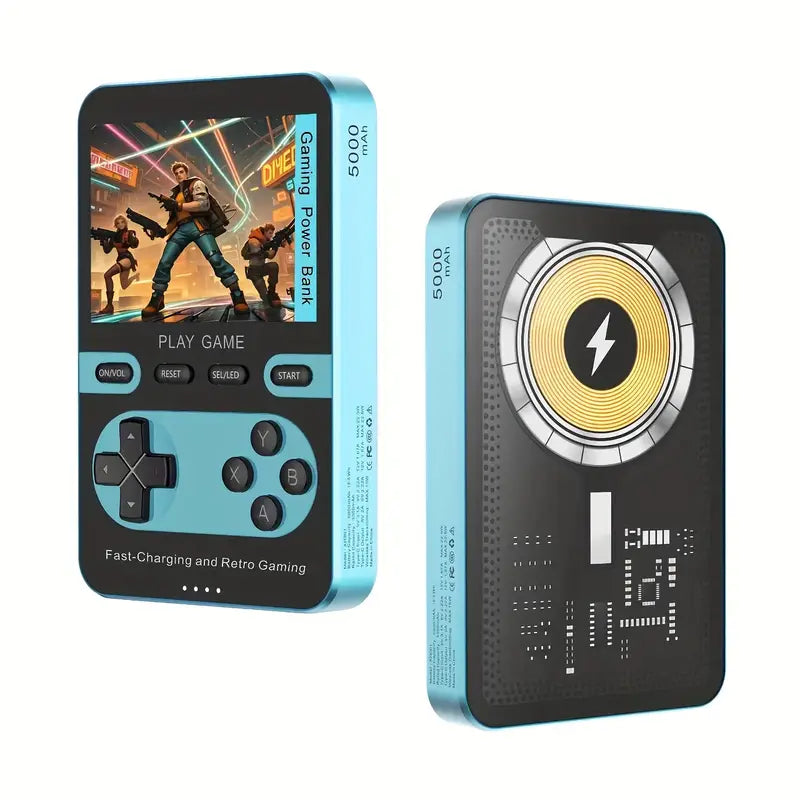 Retro handheld spelconsole met 5000mAh-powerbank