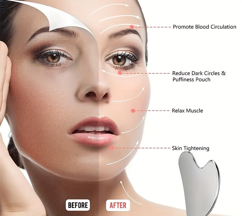 Roestvrijstalen gua sha-tool voor gezicht en lichaam