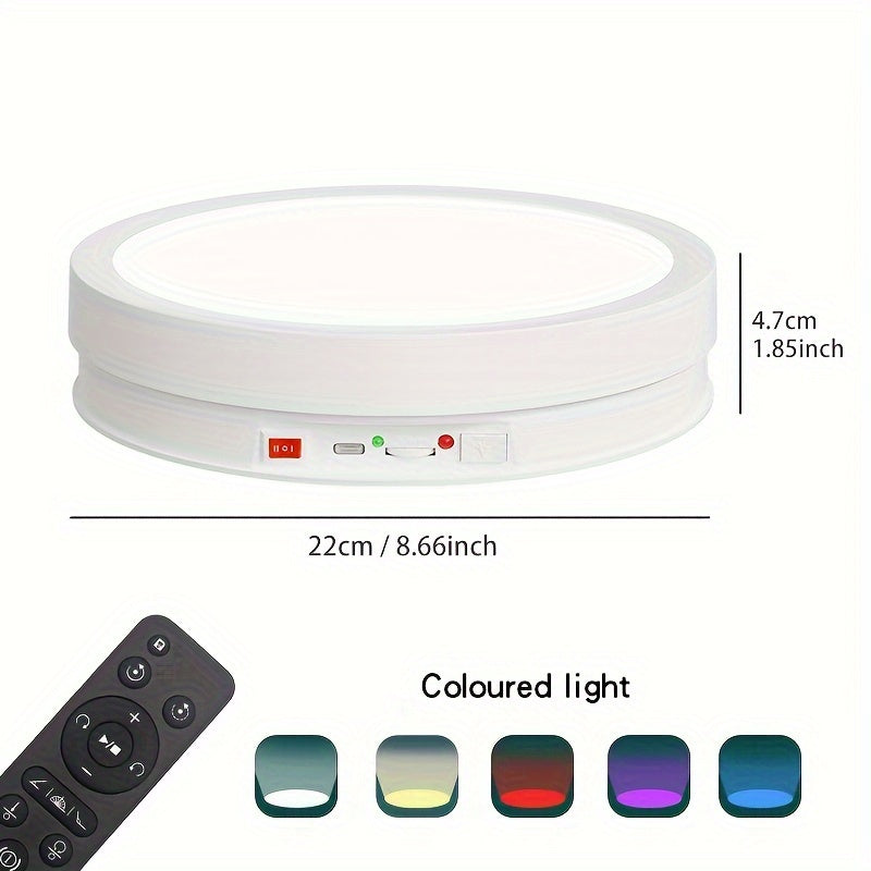Roterend LED-displayplateau met gekleurde verlichting – 22 cm