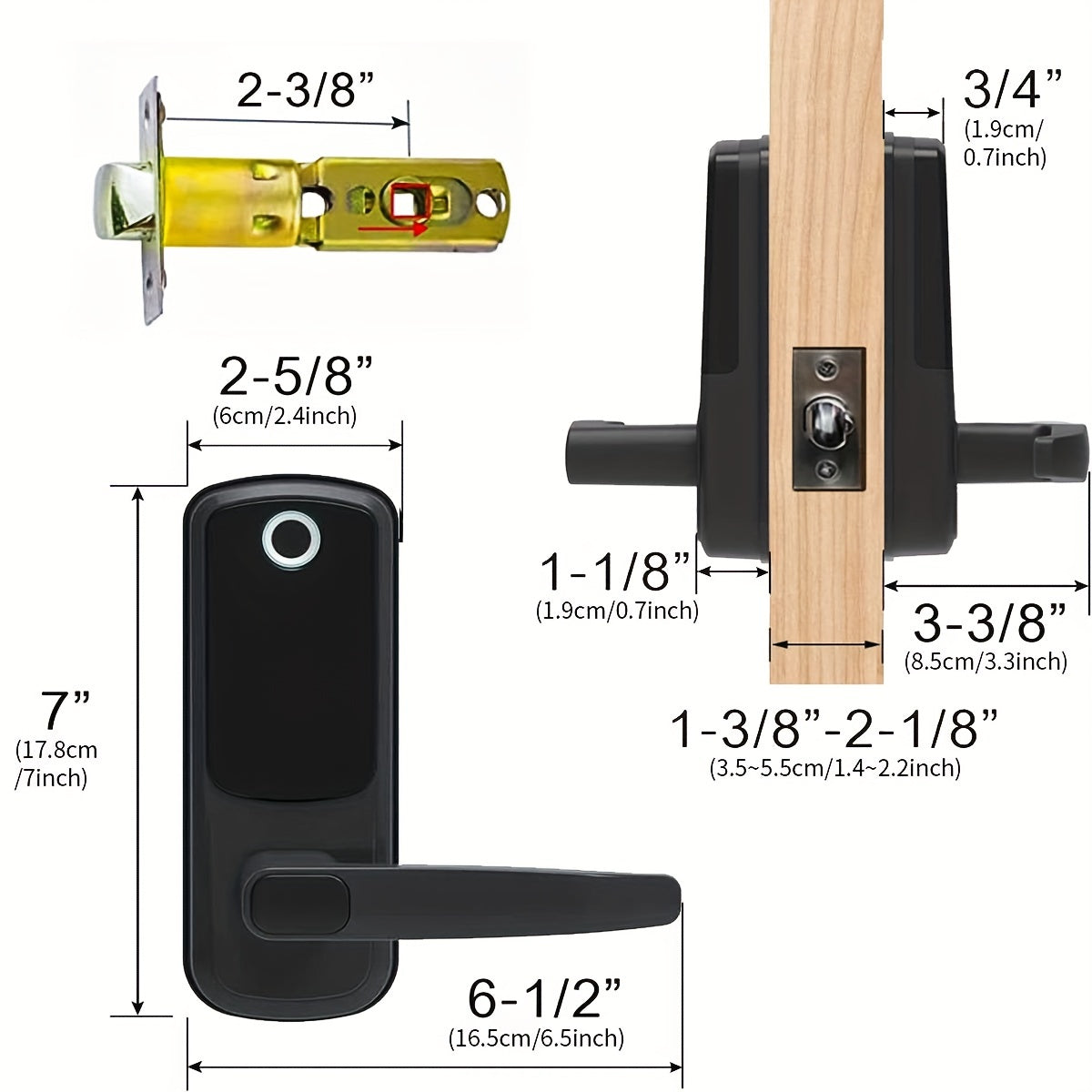 Slim vingerafdrukdeurslot met NFC en deurklink