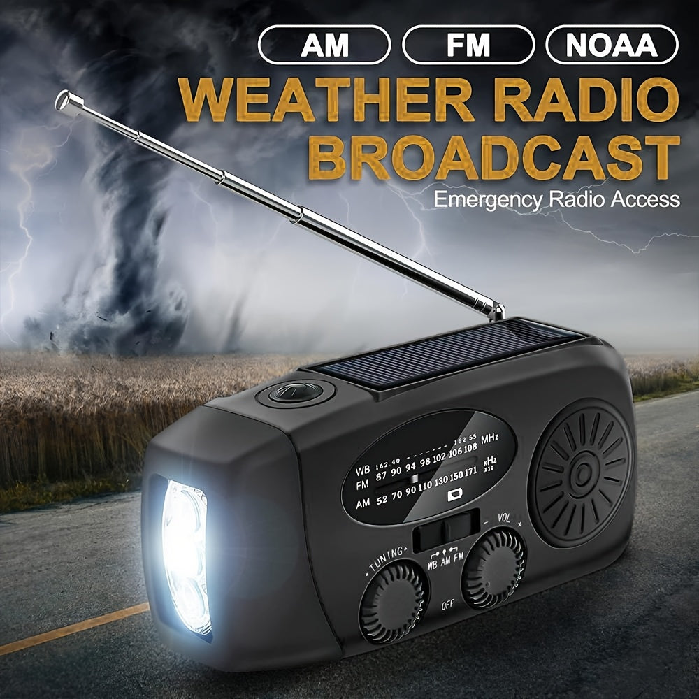 Noodradio met handslinger, zonnepaneel en 2000mAh-powerbank