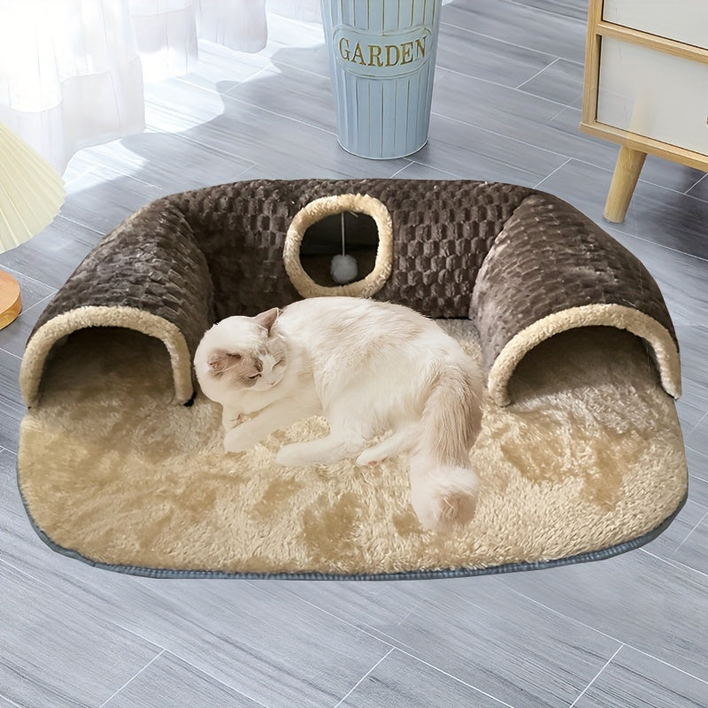 3-in-1 Kattentunnel, Kattenbed en Speelhuis
