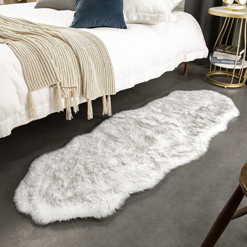 Vloerkleed van imitatie schapenvacht - Suède antislip