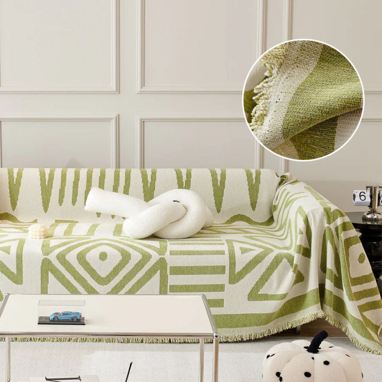 Boho chenille bankhoes - Geometrische meubelbeschermer