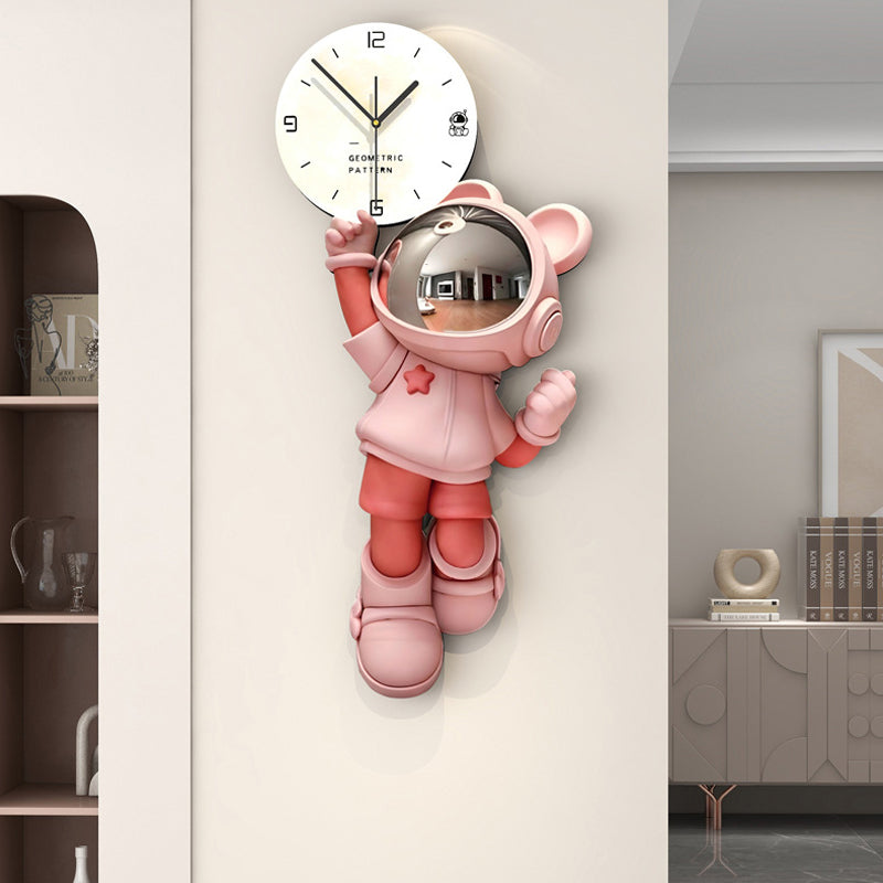 Astronauten wandklok - MDF ontwerp met stil uurwerk