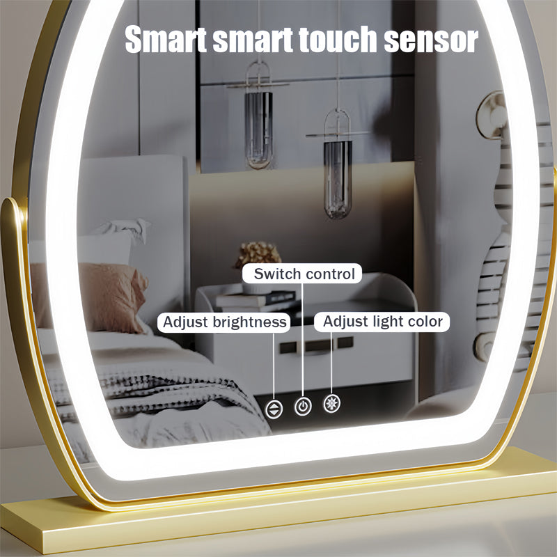 Ovale LED make-upspiegel - 3 lichtstanden met touchdimmer
