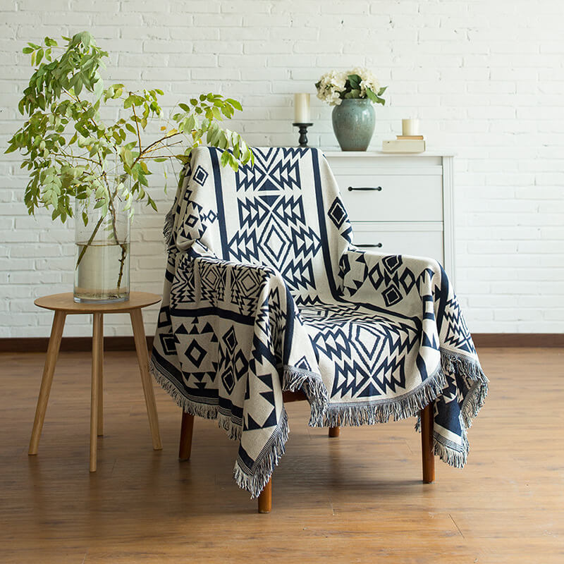 Bohemian gebreide plaid - Omkeerbaar met kwastjes