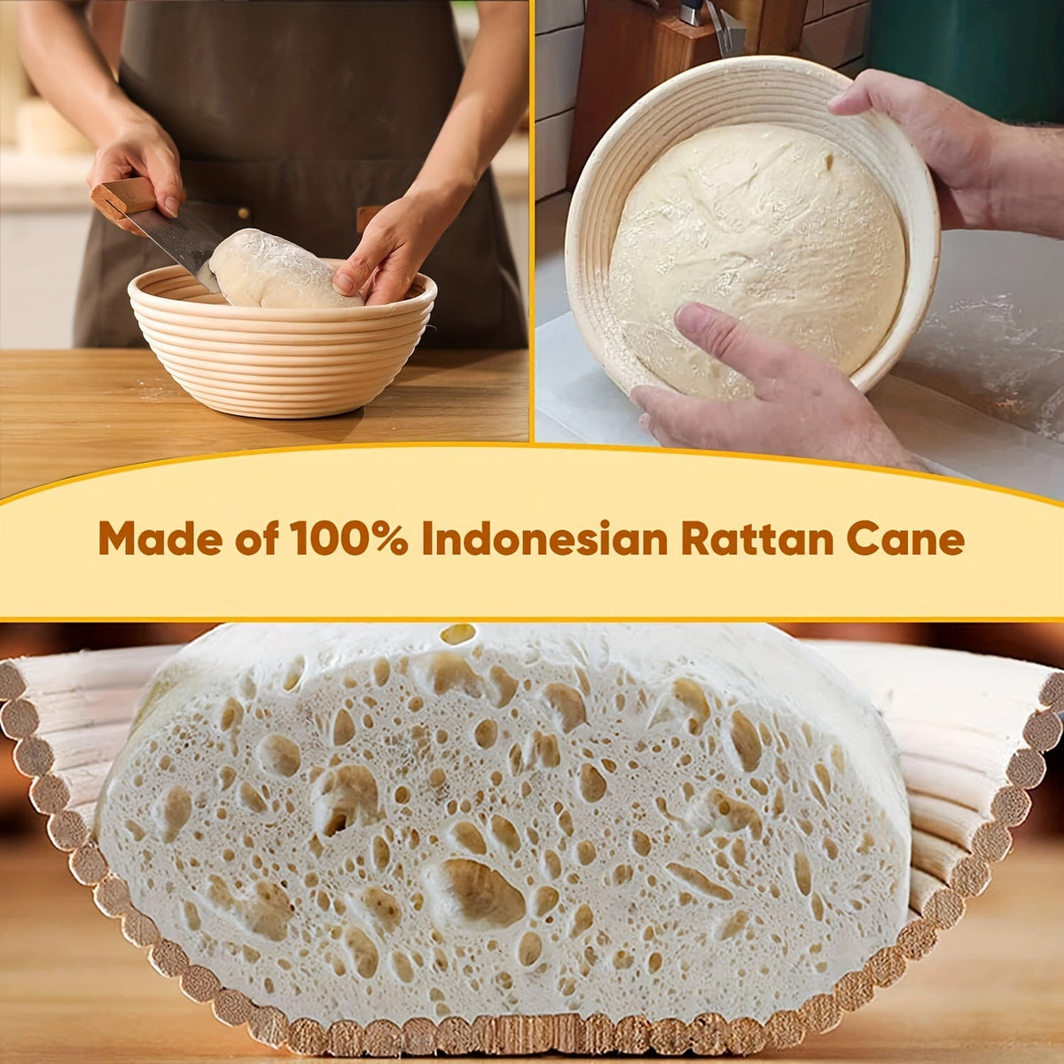 9-inch rijsmandset voor zuurdesembrood