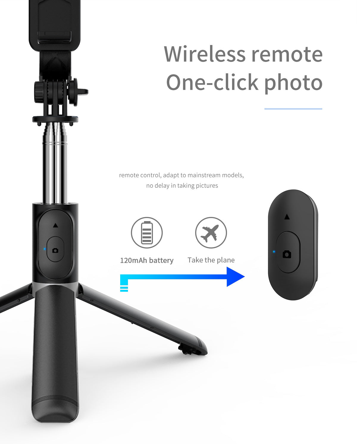 Uitschuifbare selfie-stick en smartphone­statief – 101,6 cm