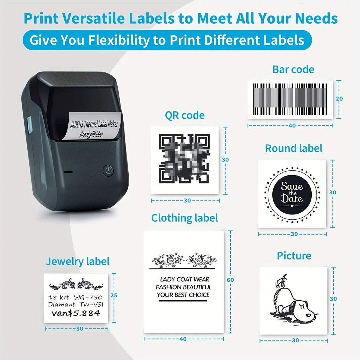 Draadloze thermische labelprinter voor smartphones