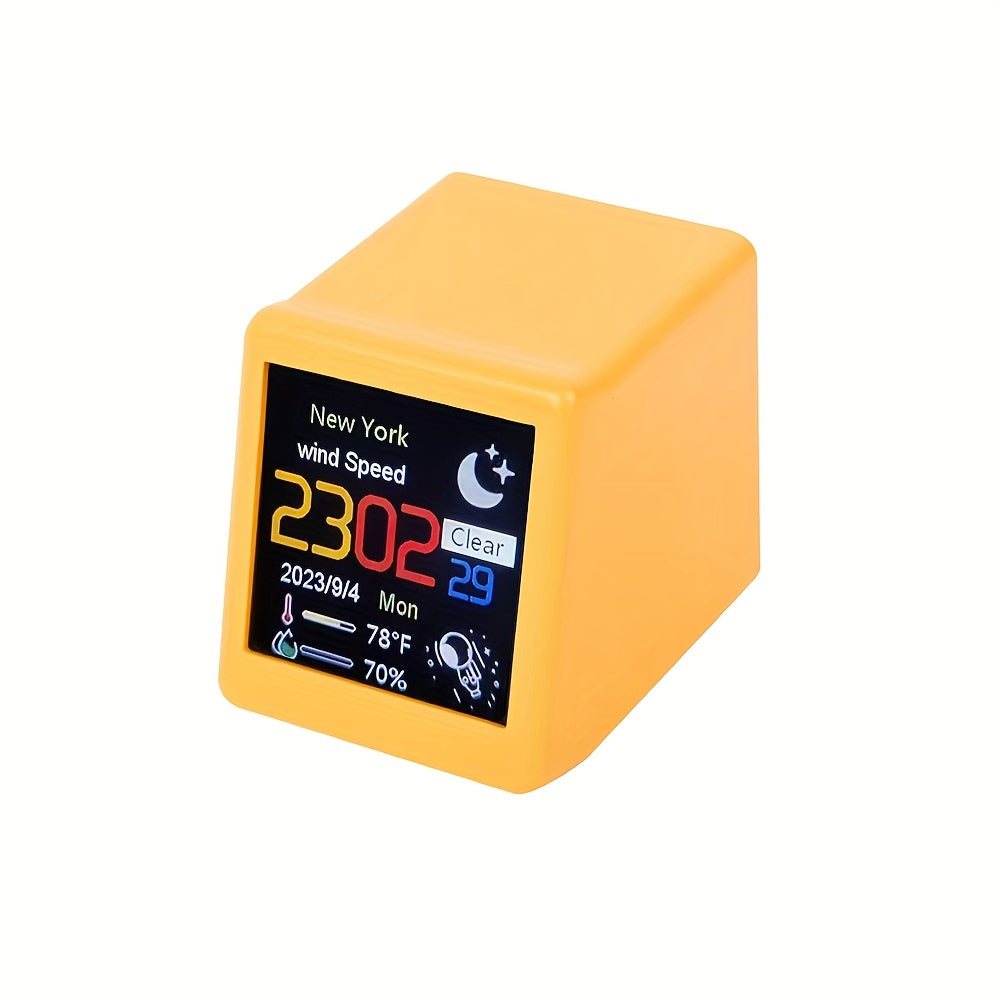 Compact wifi-weerdisplay met temperatuur, luchtvochtigheid en klok