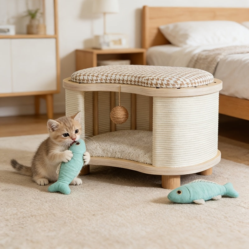 Houten Kattenbed in Krukmodel met Demonteerbaar Ontwerp