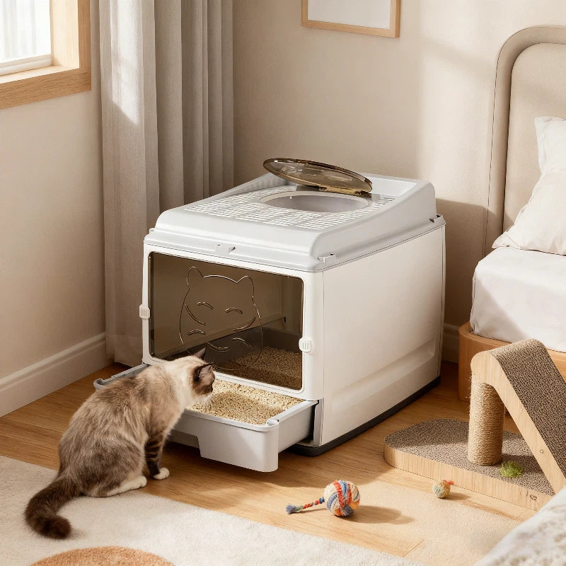 Extra Grote Gesloten Kattenbak met Ventilatie en Geurzakjes