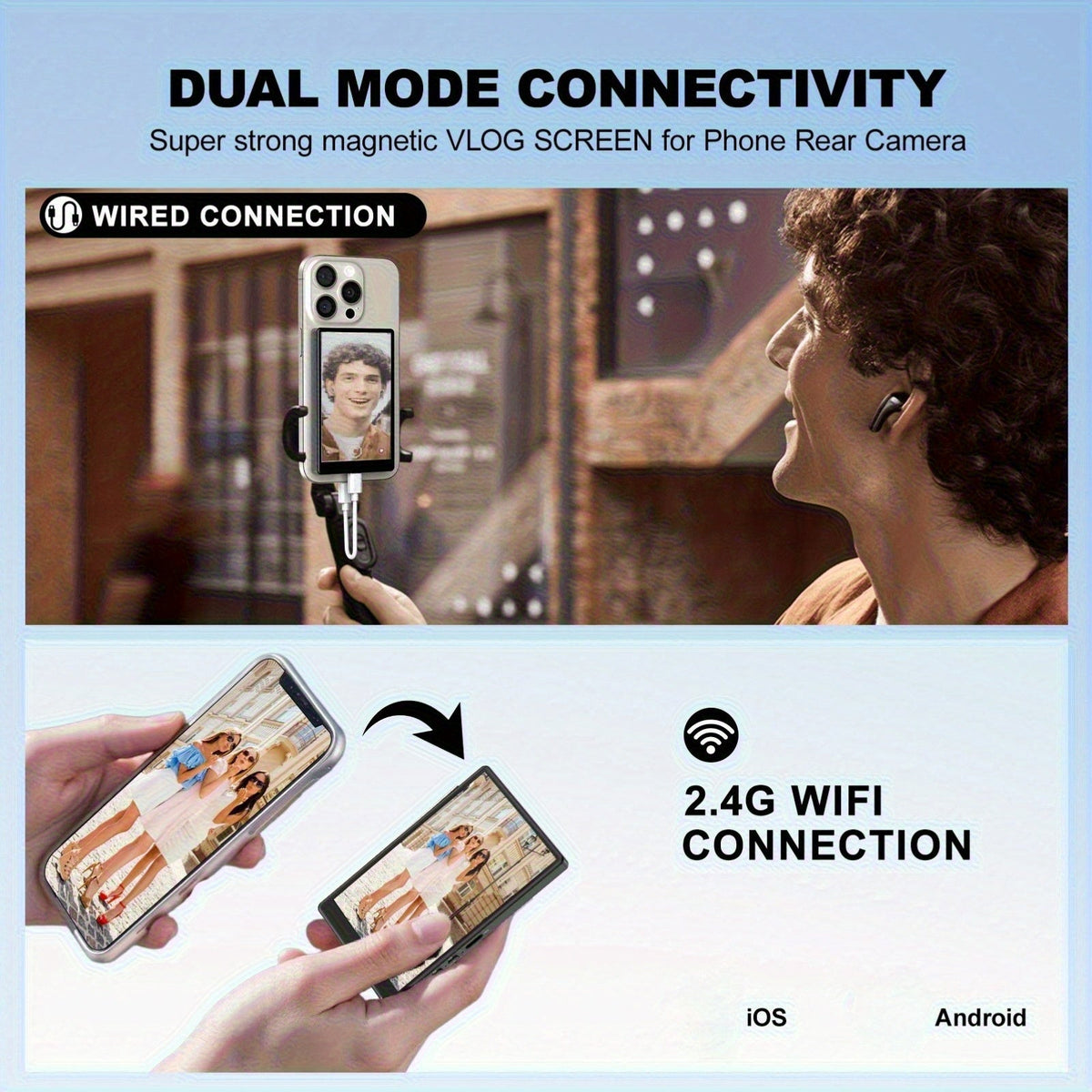 Draadloze 3,97-inch vlogmonitor voor smartphonecamera’s