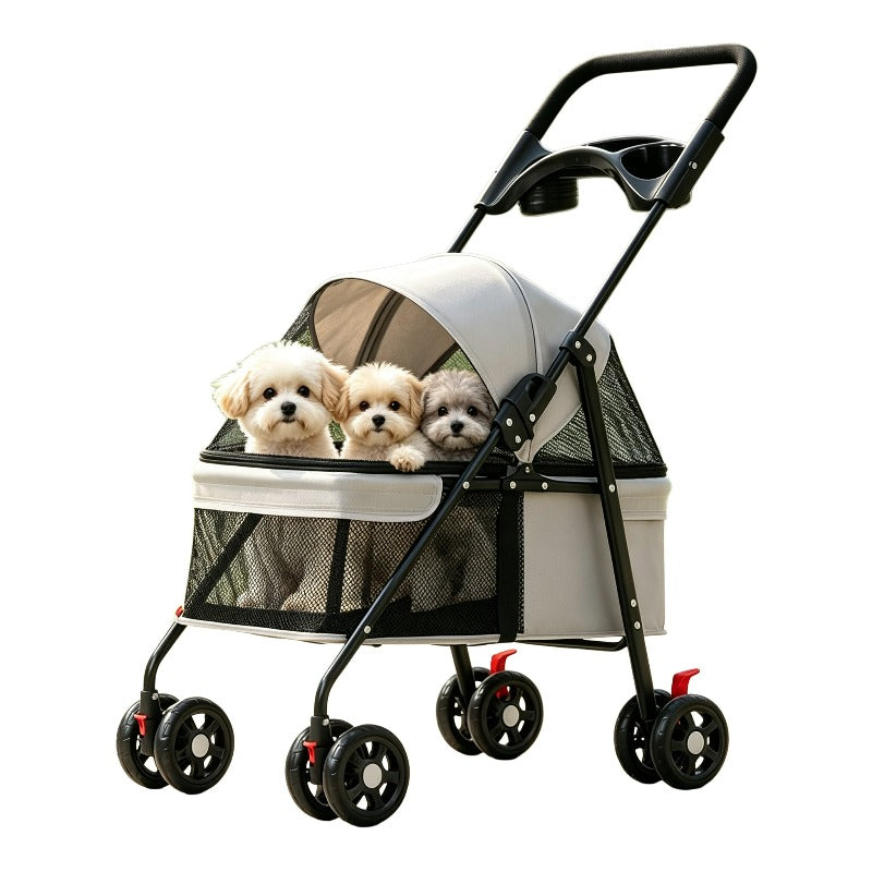 Opvouwbare Huisdierenbuggy met Rem en Draagvermogen tot 15 kg
