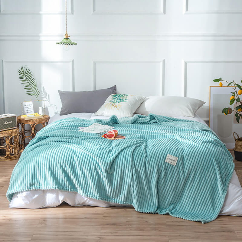 Gestreepte pluche plaid - Zacht polyester microvezel fleece