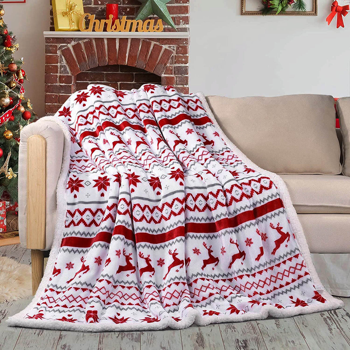 Omkeerbare kerstdeken - Flanel en fleece