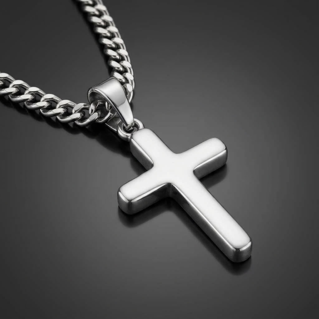RVS ketting met kruishanger voor heren