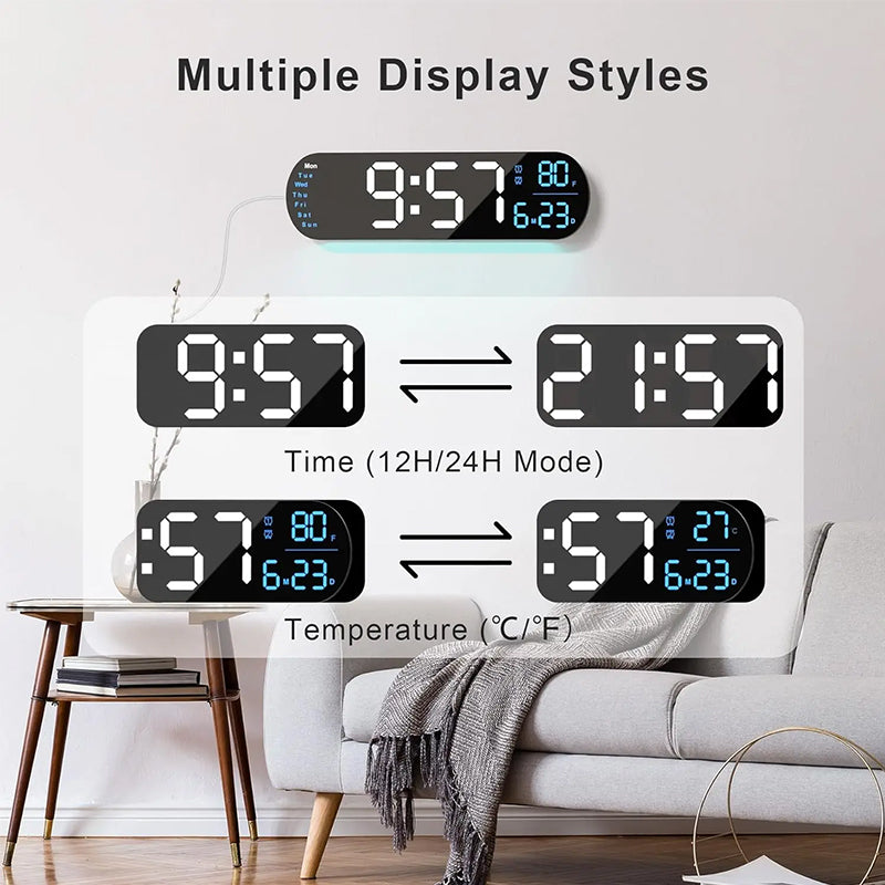 Digitale wandklok - 14 inch LED met afstandsbediening
