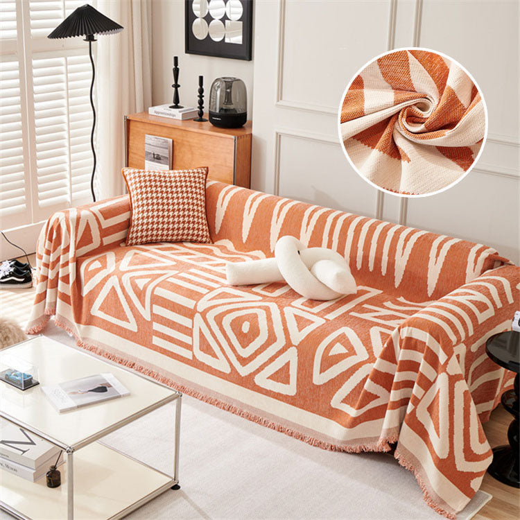 Boho chenille bankhoes - Geometrische meubelbeschermer
