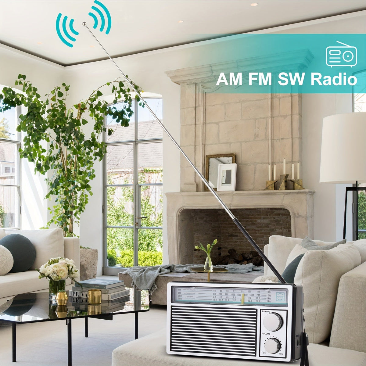 Draagbare retro radio met AM, FM en korte golf