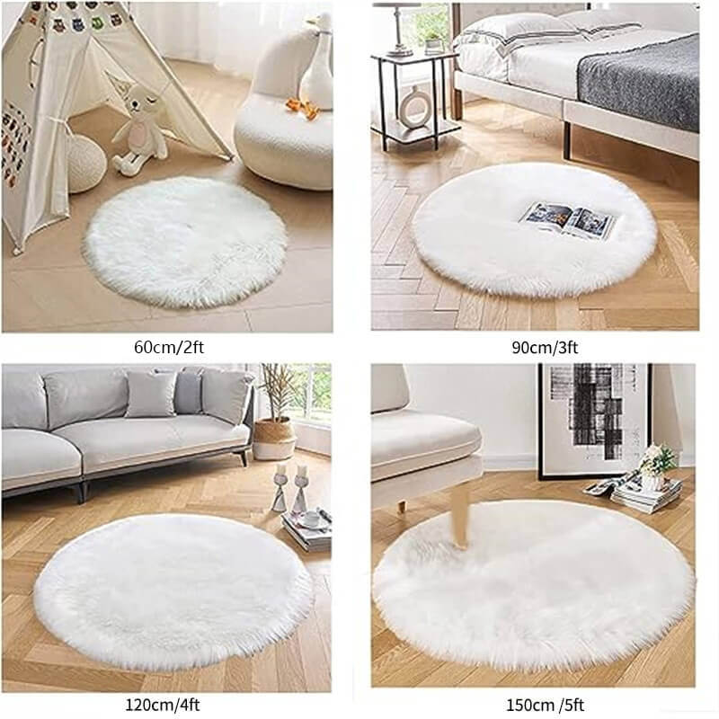 Rond vloerkleed van imitatie schapenvacht - Pool van 6 cm