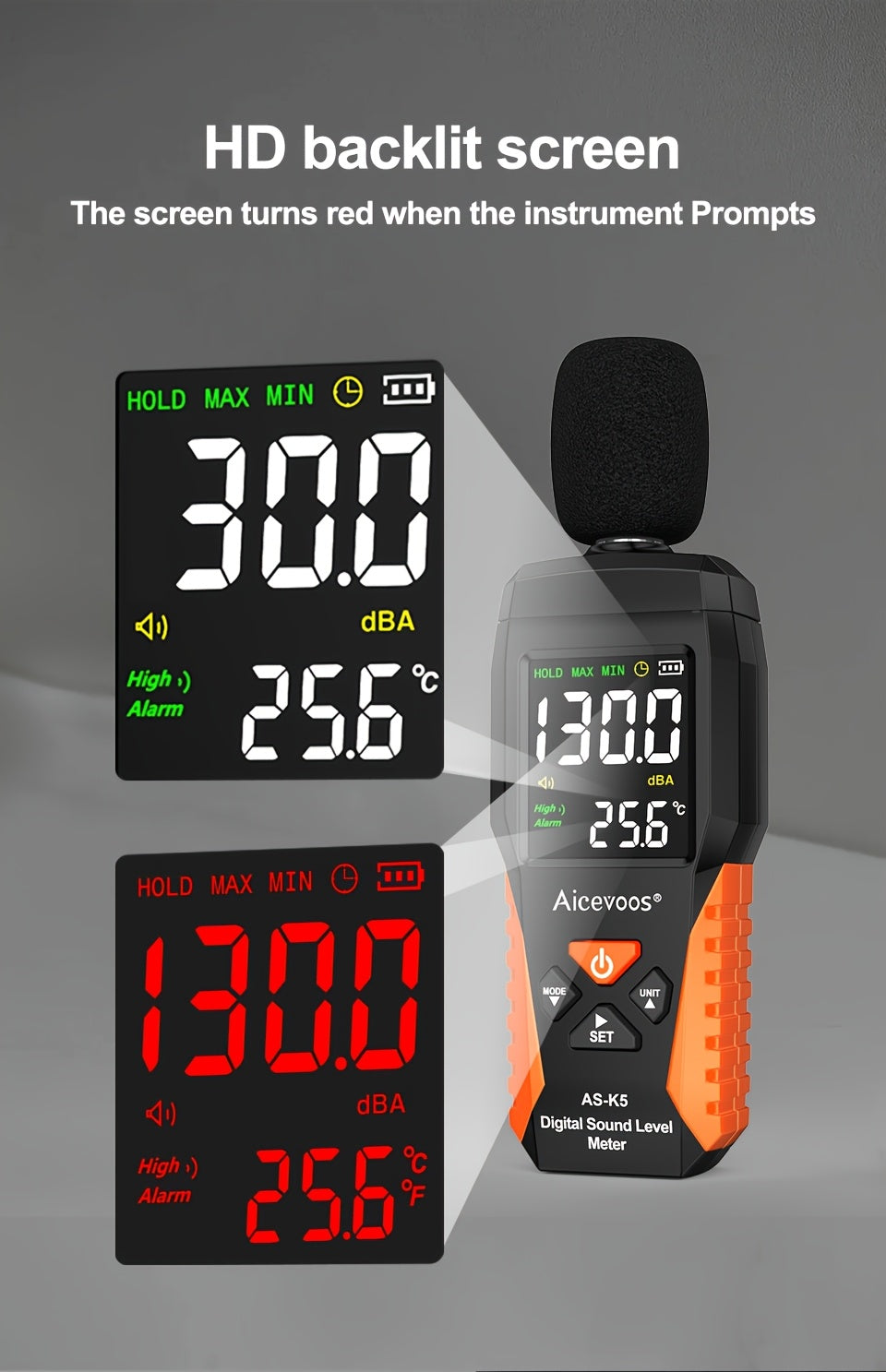 Draagbare digitale geluidsmeter – 30 tot 130 dB