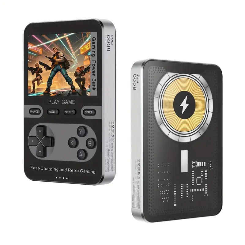 Retro handheld spelconsole met 5000mAh-powerbank