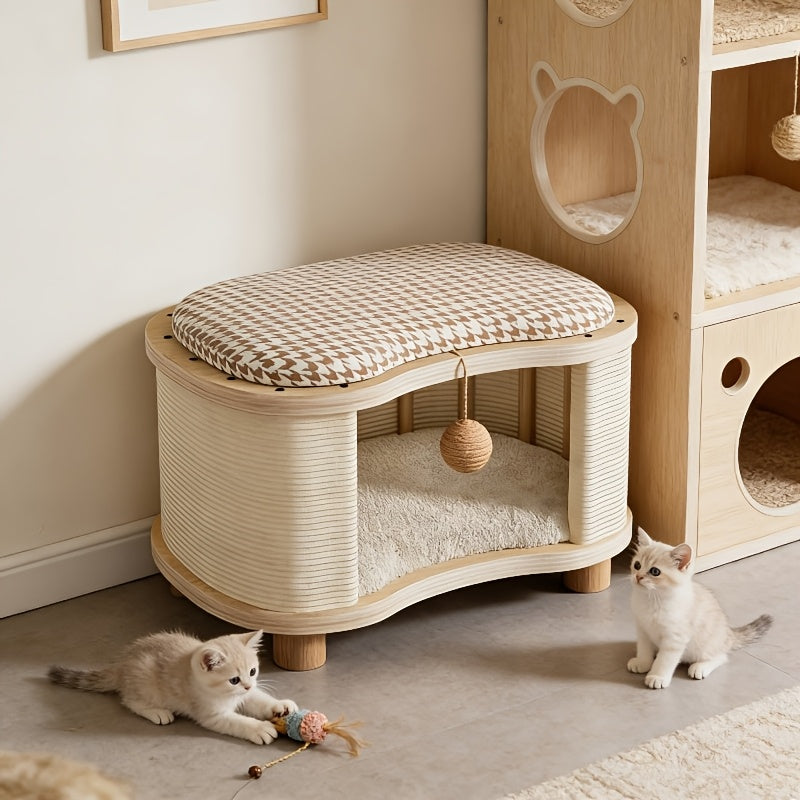 Houten Kattenbed in Krukmodel met Demonteerbaar Ontwerp