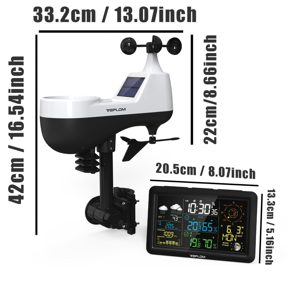 Draadloos 5-in-1 weerstation met 7,5-inch kleurendisplay