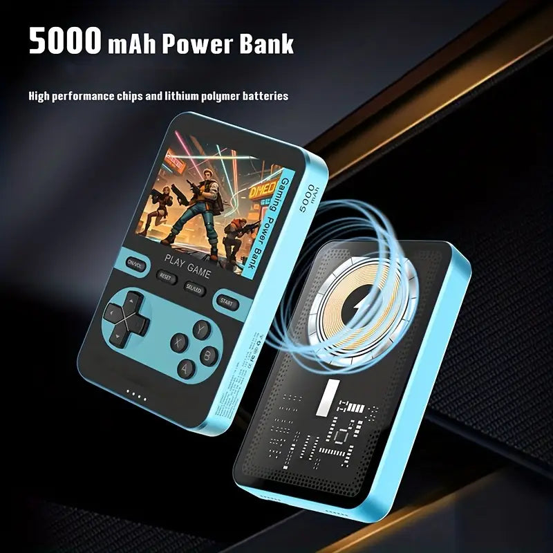 Retro handheld spelconsole met 5000mAh-powerbank