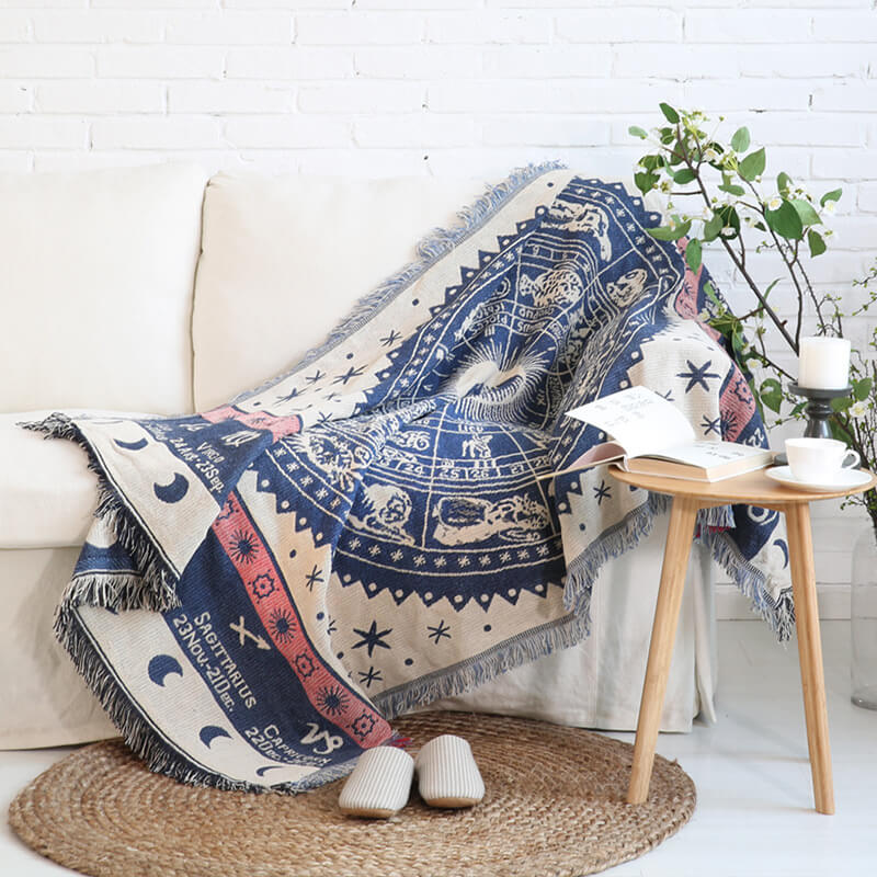 Bohemian gebreide plaid - Omkeerbaar met kwastjes