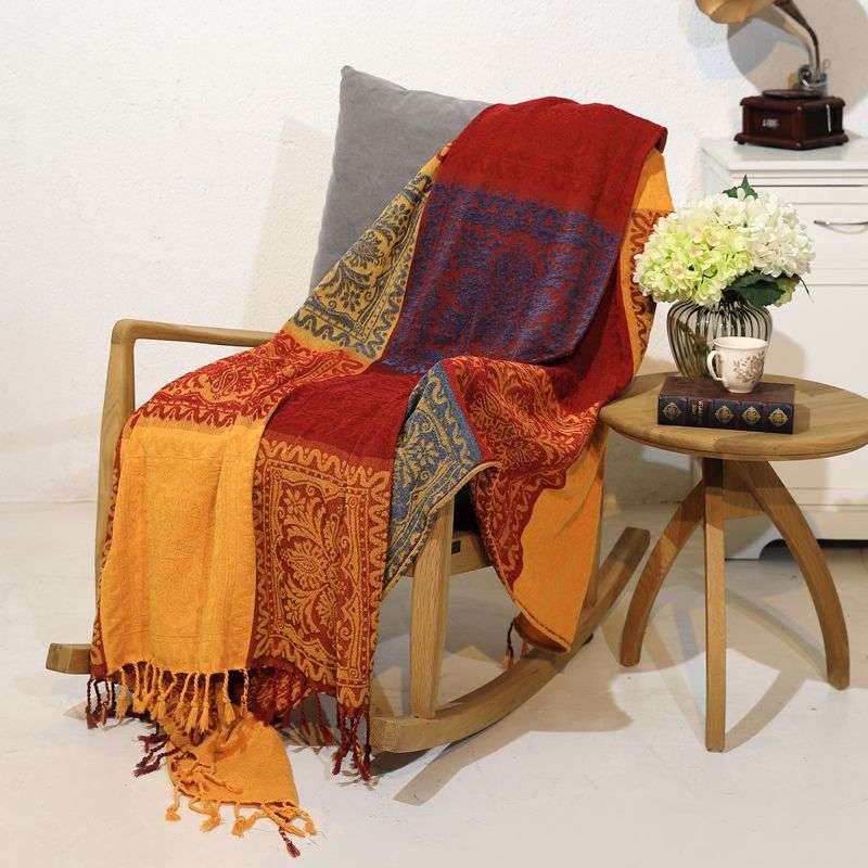 Bohemian chenille plaid - Jacquardpatroon met franjes