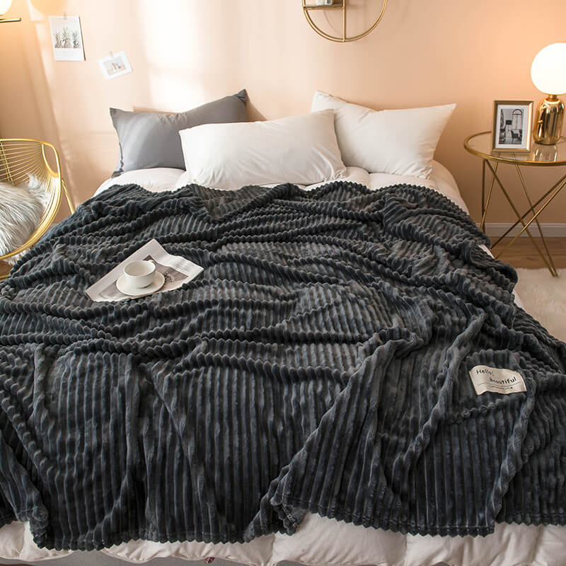 Gestreepte pluche plaid - Zacht polyester microvezel fleece
