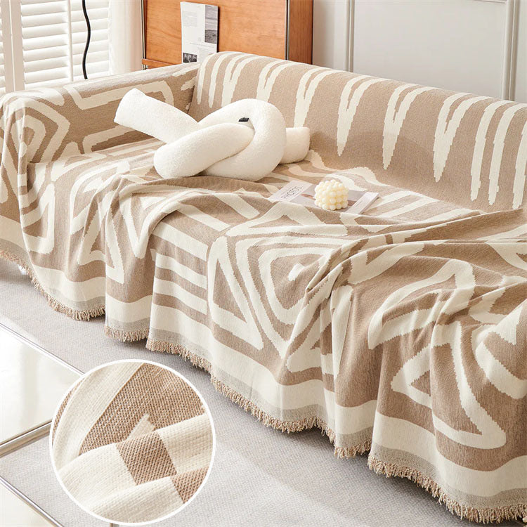 Boho chenille bankhoes - Geometrische meubelbeschermer