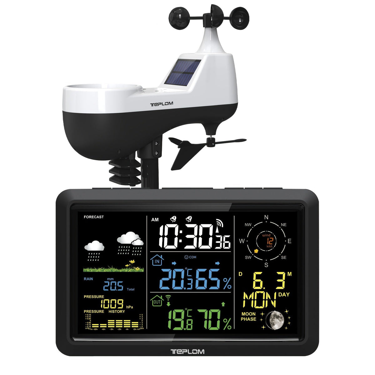 Draadloos 5-in-1 weerstation met 7,5-inch kleurendisplay