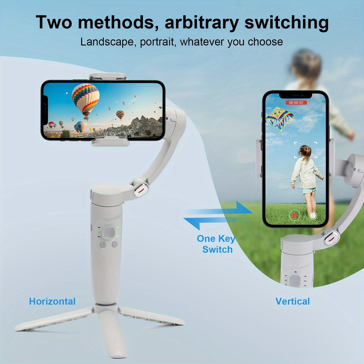 Opvouwbare 3-assige smartphonegimbal met gezichtsvolging