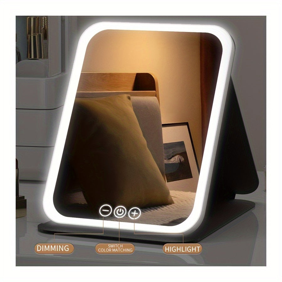Opvouwbare LED-make-upspiegel met 3 lichtkleuren