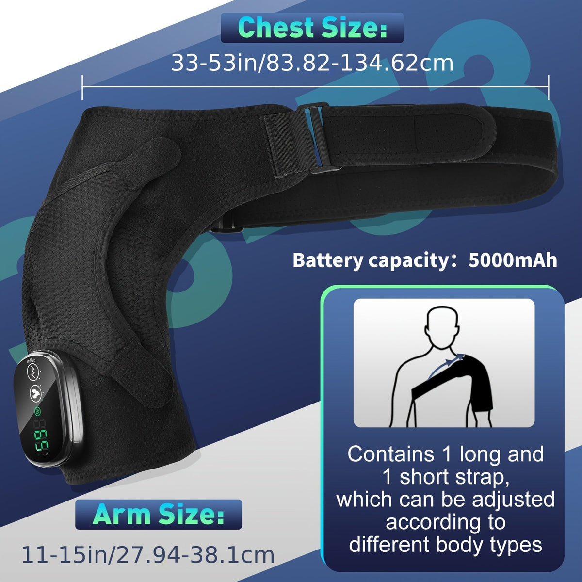Draadloze verwarmde schoudermassager met vibratie