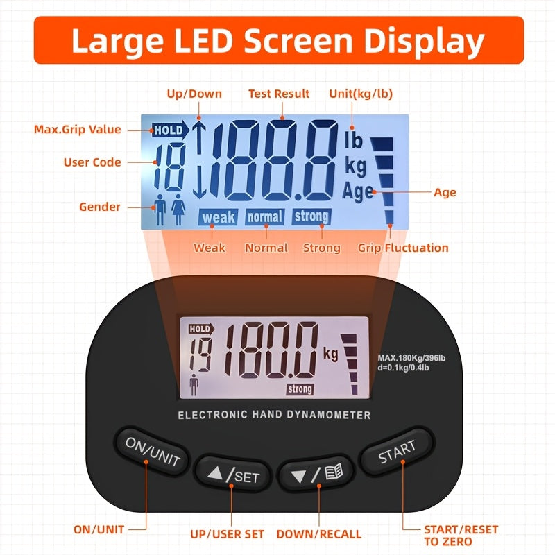 Digitale Handknijpkrachtmeter met LCD-display