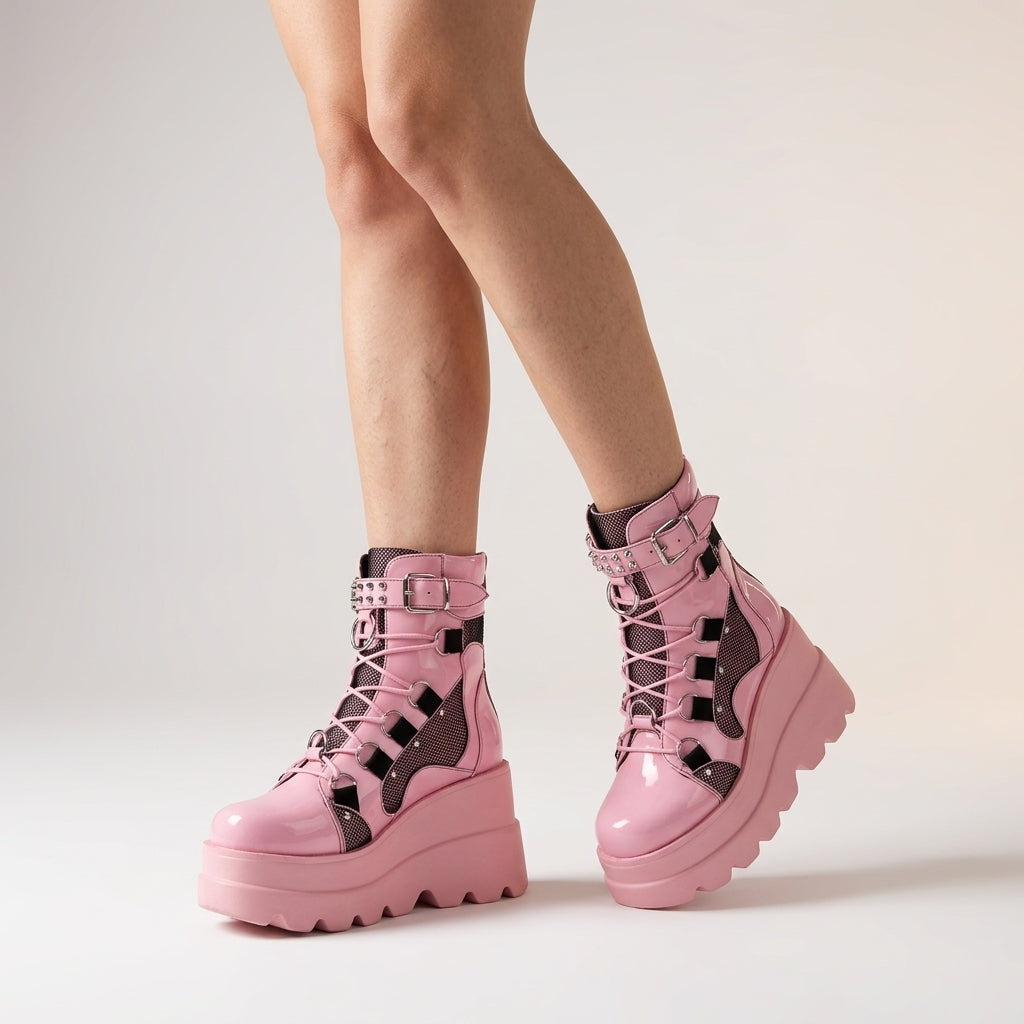 Enkellaarsjes met chunky platform voor dames