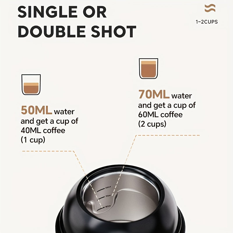 Draagbare elektrische espressomachine voor gemalen koffie en capsules