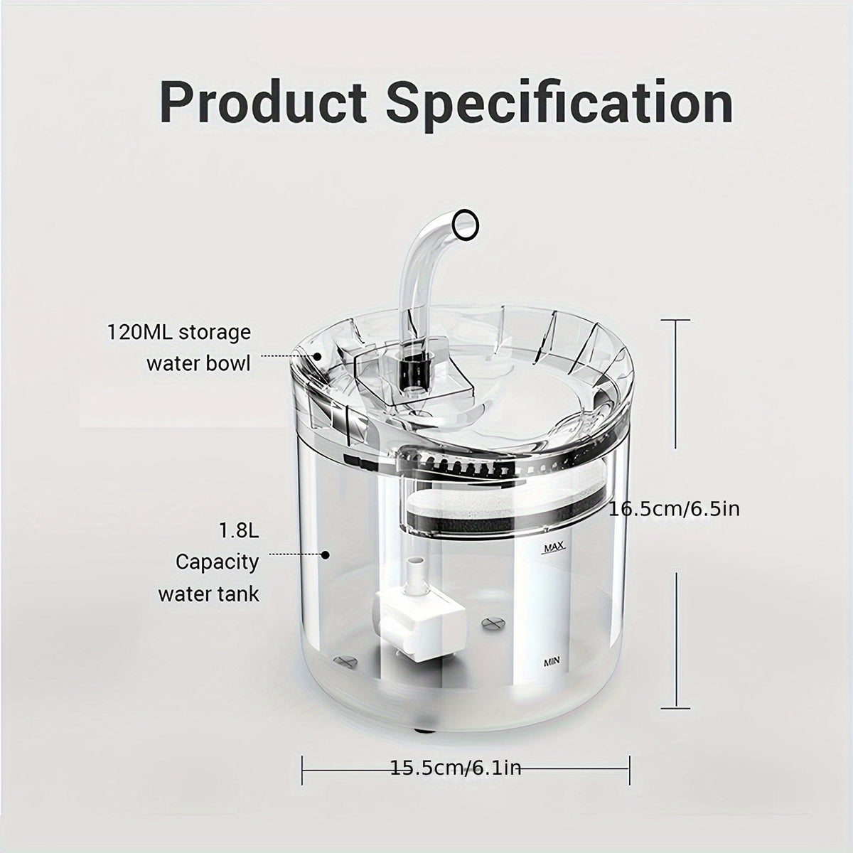 Transparante Drinkfontein met Kraanuitloop en USB-Voeding